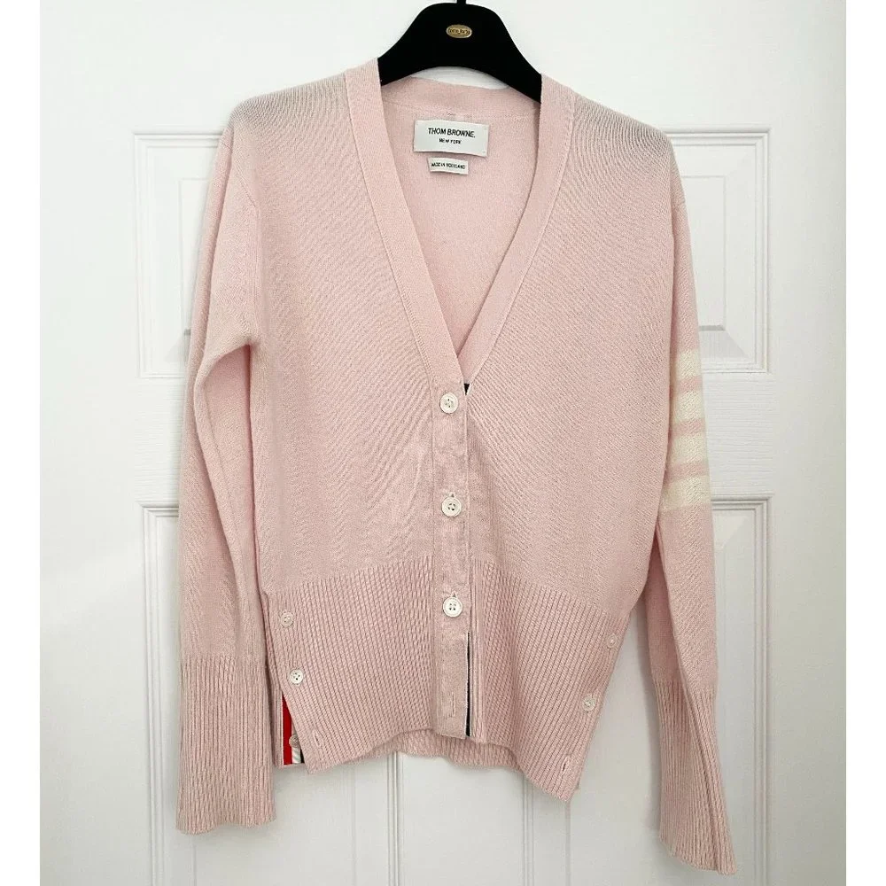 Thom Browne Pink Cashmere Cardigan, size 42 (fits like a fitted size Small). - Picture 6 of 15